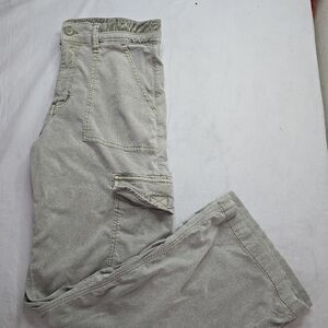 American Eagle Cargo Pants Drab Green Utility Industrial Mid Rise Wide Leg 8